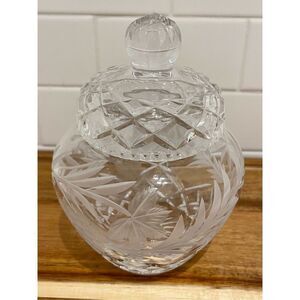 Vintage etched lead crystal jar